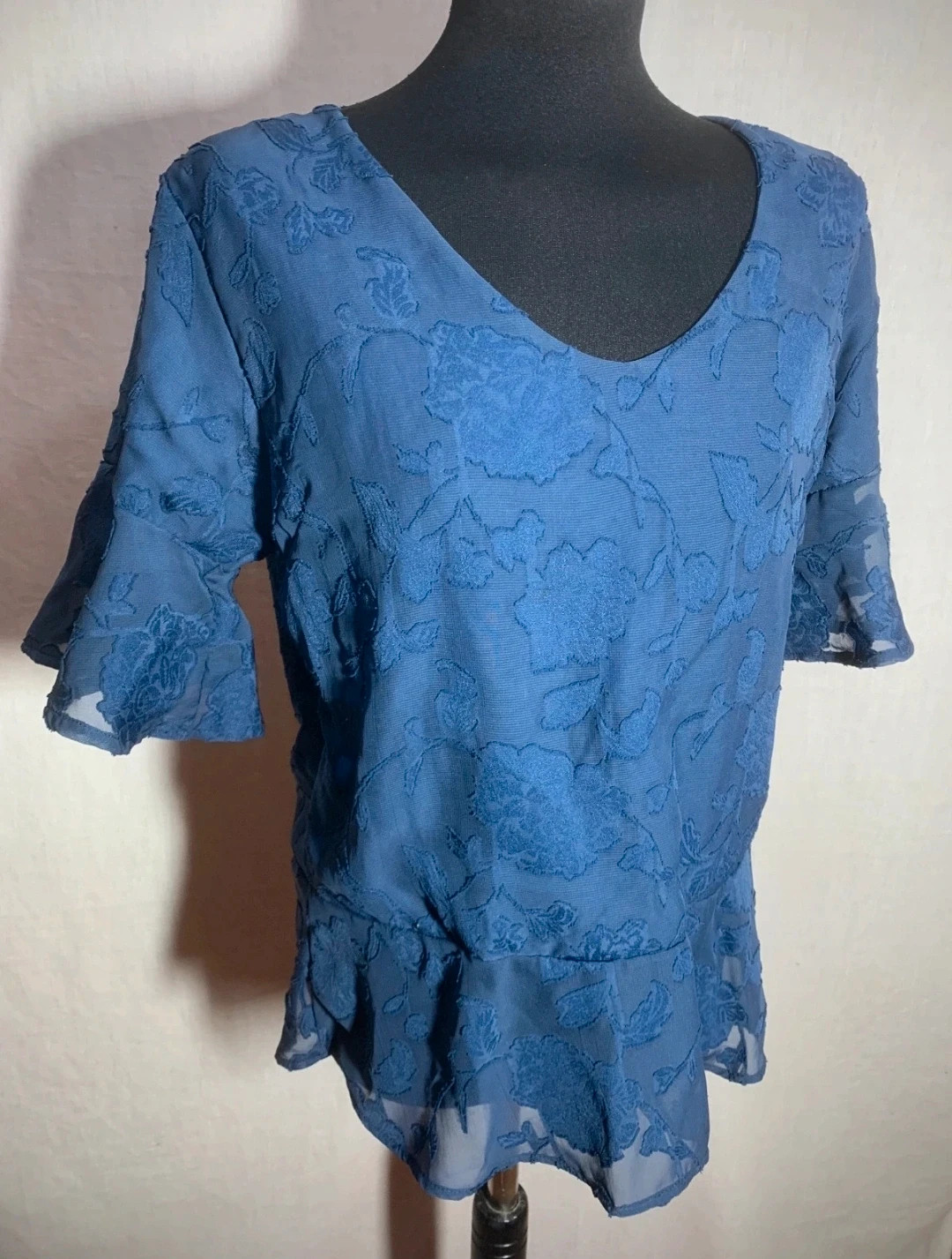 Blusa Bordada de Fiesta Azul Marino | Navy Blue Embroidered Party Blouse | Riverside – Riverside – taille XXL / 44 / 16 2