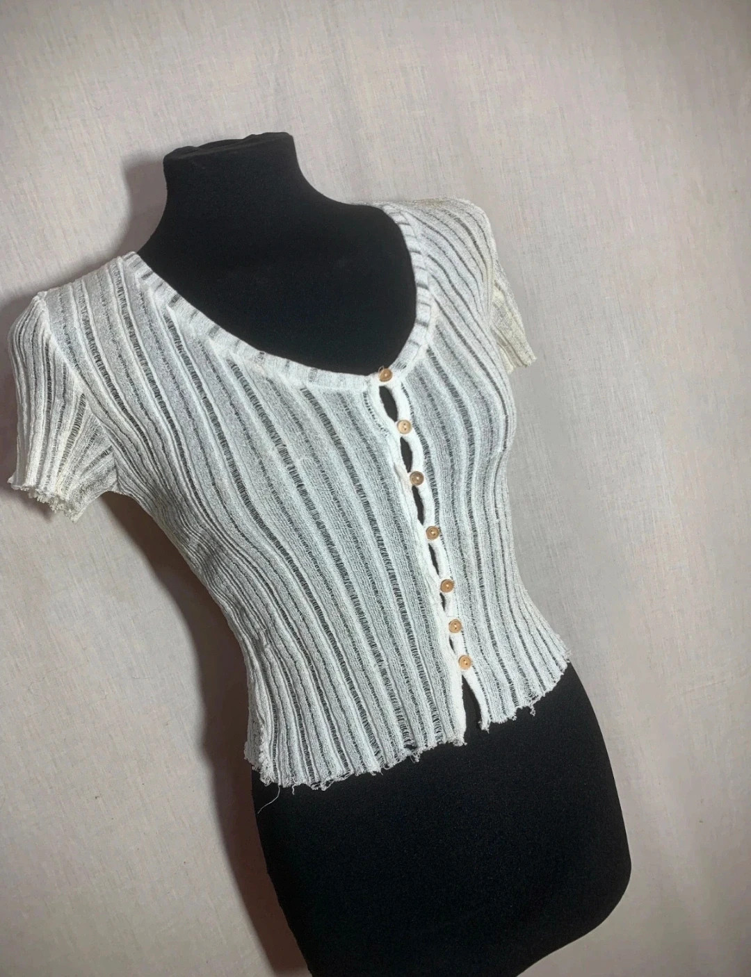 Blusa Crop-Top Blanca con Cierre de Botones | White Button-Up Crop Top Blouse | Bershka – Bershka – taille S / 36 / 8 5