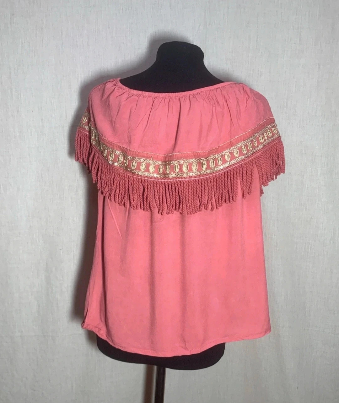 Blusa rosa con flecos estilo vaquero | Pink Blouse with Fringe Western Style – taille Taille unique 4