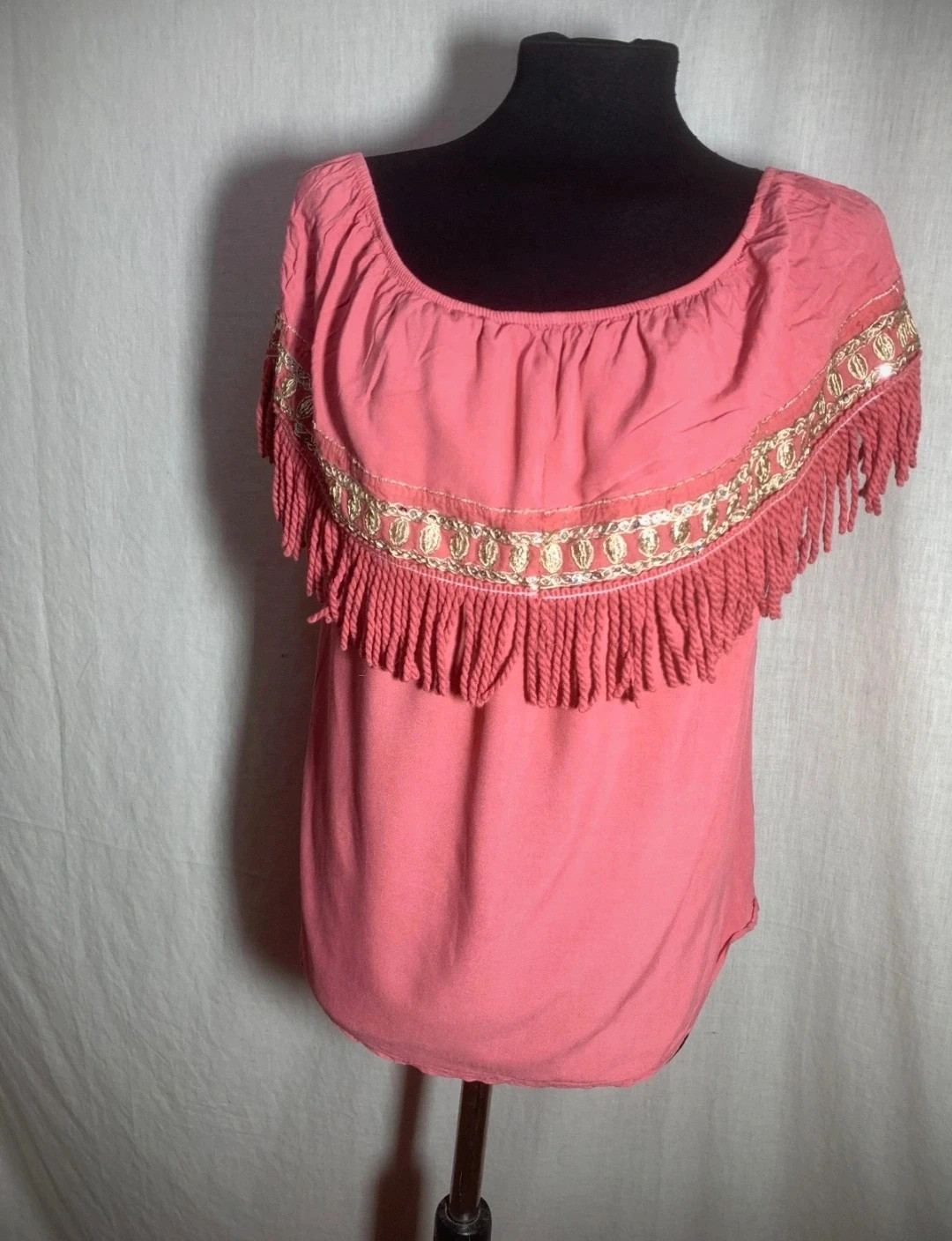 Blusa rosa con flecos estilo vaquero | Pink Blouse with Fringe Western Style – taille Taille unique 3