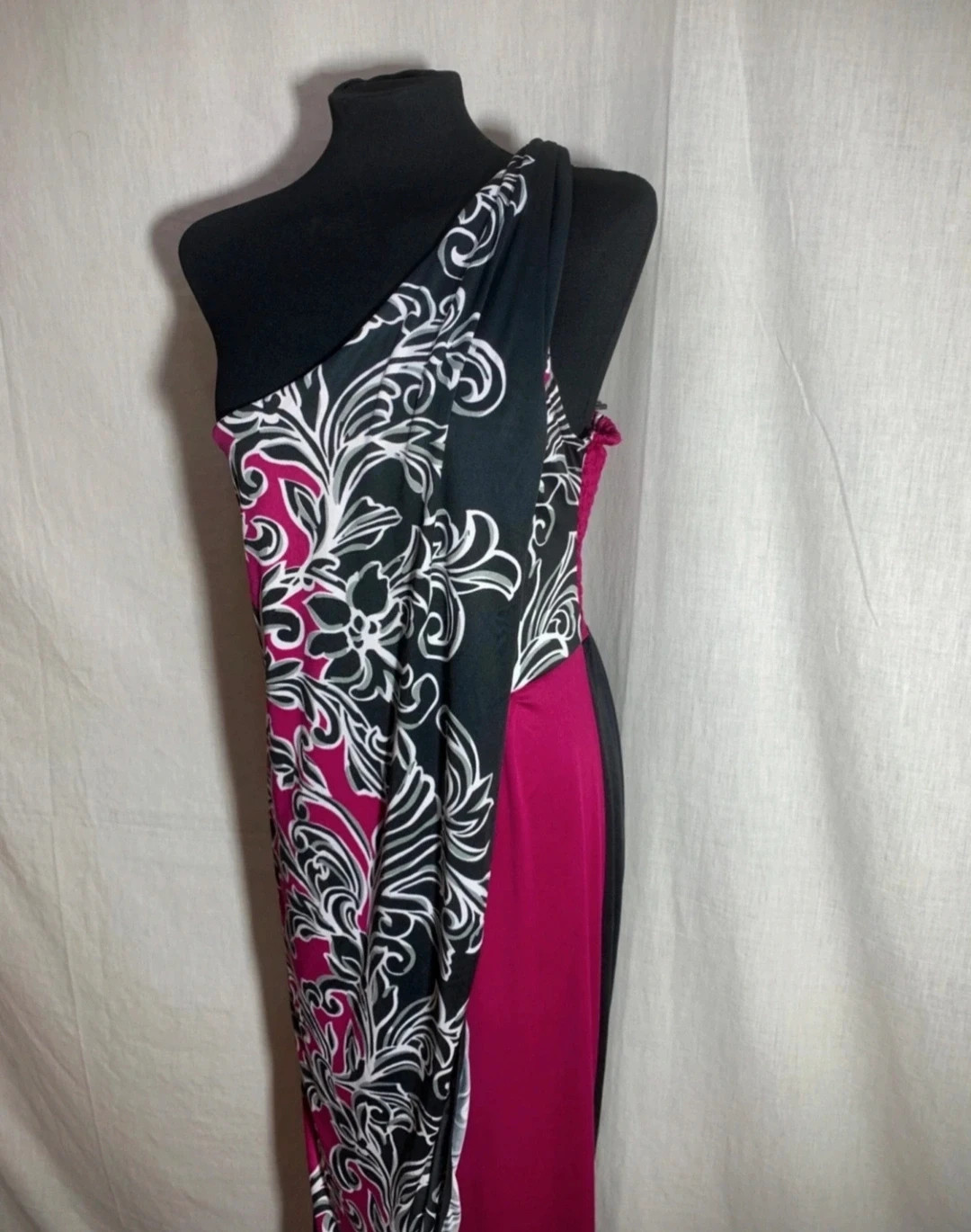 Mono largo asimétrico ceremonia Negro y morado Almatrichi | Black purple Asymmetrical Long Jumpsuit – Almatrichi – taille XL / 42 / 14 2