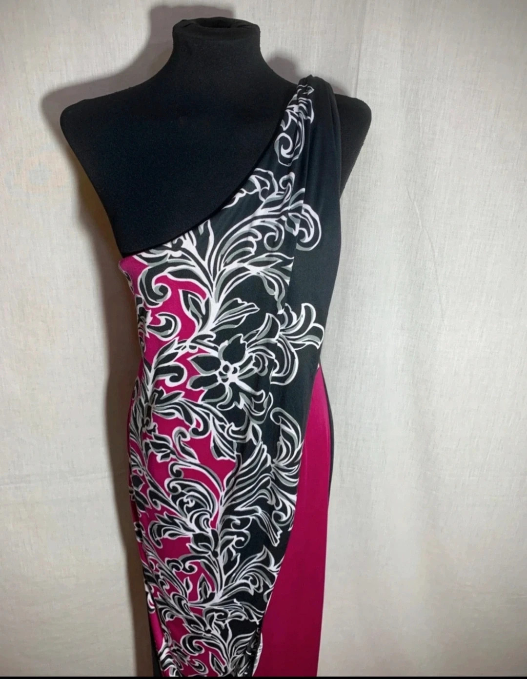 Mono largo asimétrico ceremonia Negro y morado Almatrichi | Black purple Asymmetrical Long Jumpsuit – Almatrichi – taille XL / 42 / 14 3