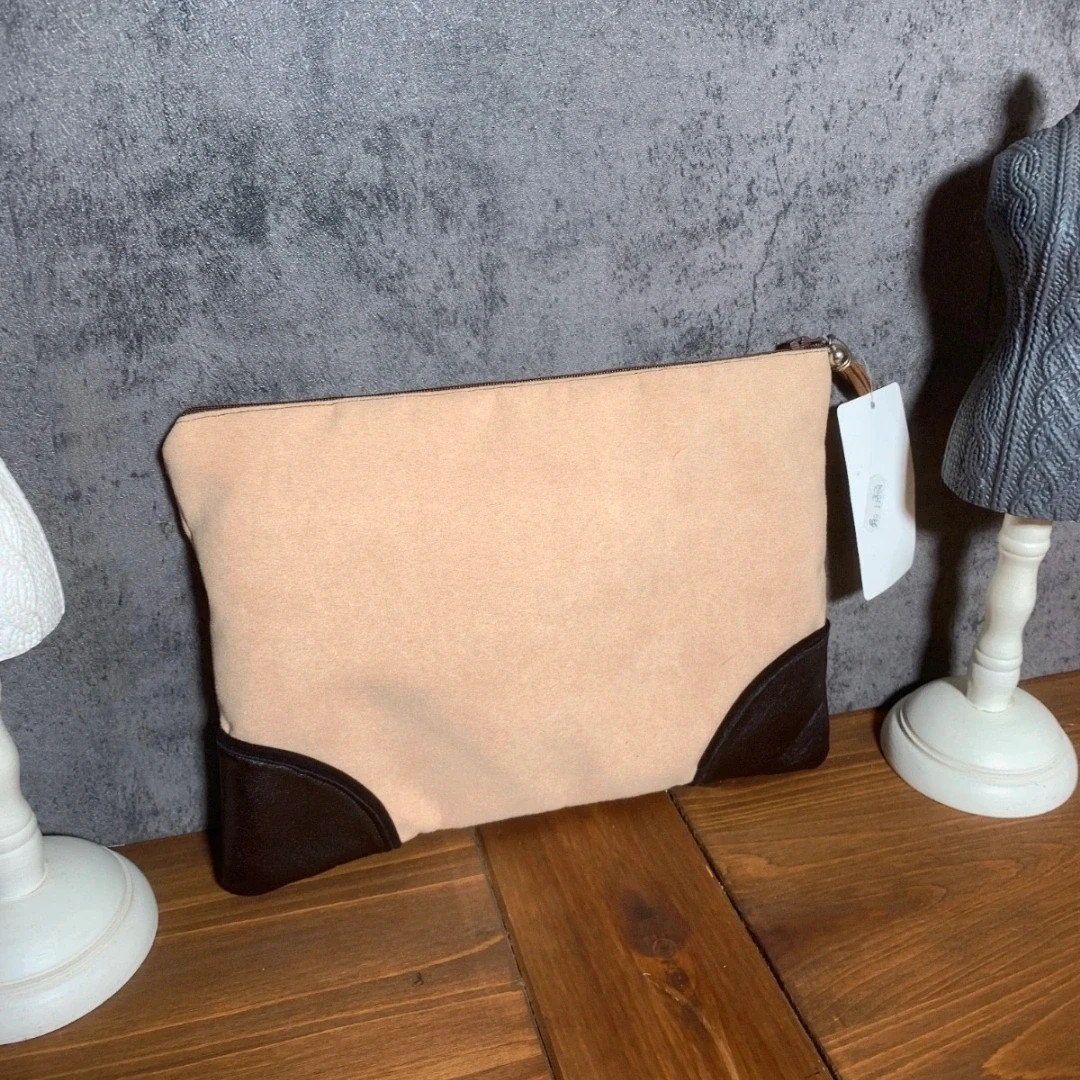 Neceser tela aterciopelada cierre de cremallera beige | Velvet Fabric Toiletry Bag Zipper Closure 2