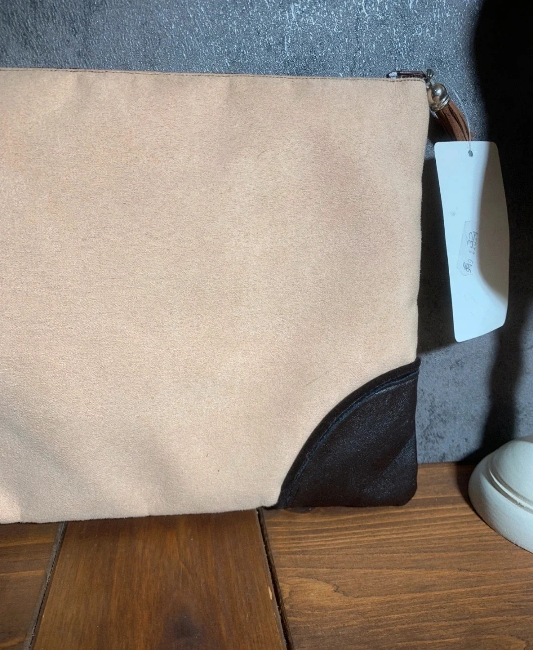 Neceser tela aterciopelada cierre de cremallera beige | Velvet Fabric Toiletry Bag Zipper Closure 3