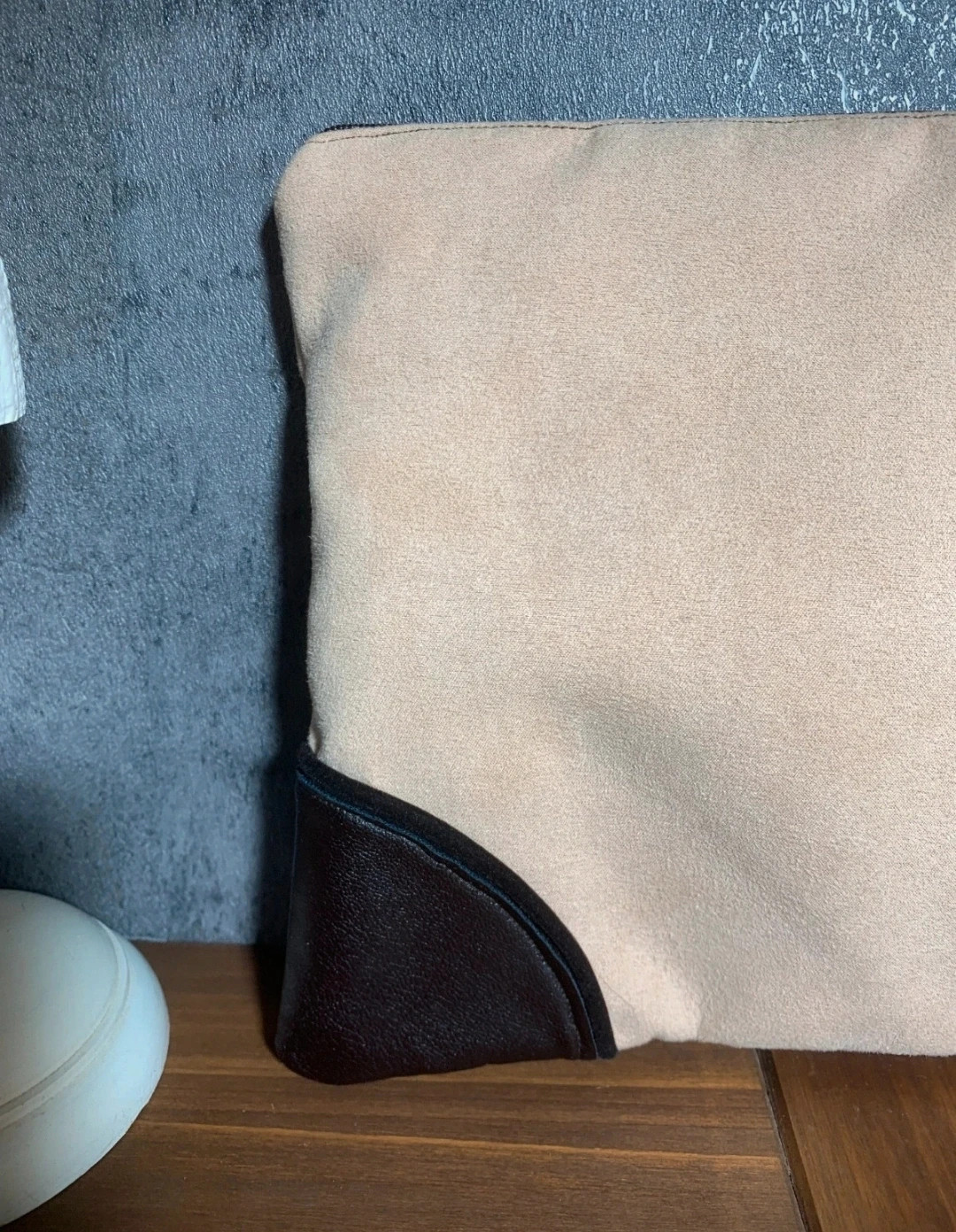 Neceser tela aterciopelada cierre de cremallera beige | Velvet Fabric Toiletry Bag Zipper Closure 4