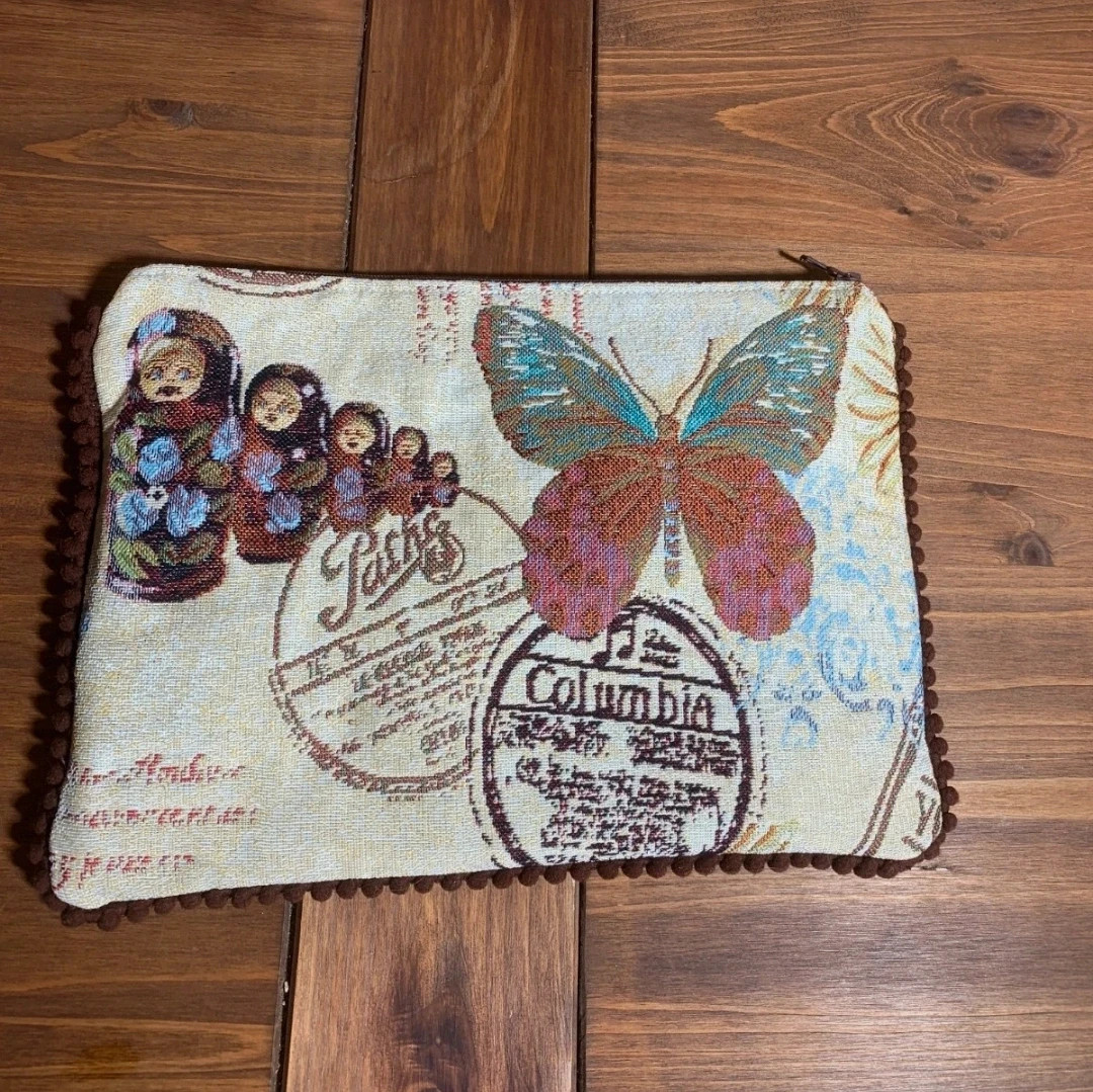 Neceser de tela con cierre cremallera con estampado decorativo | Fabric Toiletry Bag Zipper Closure 3