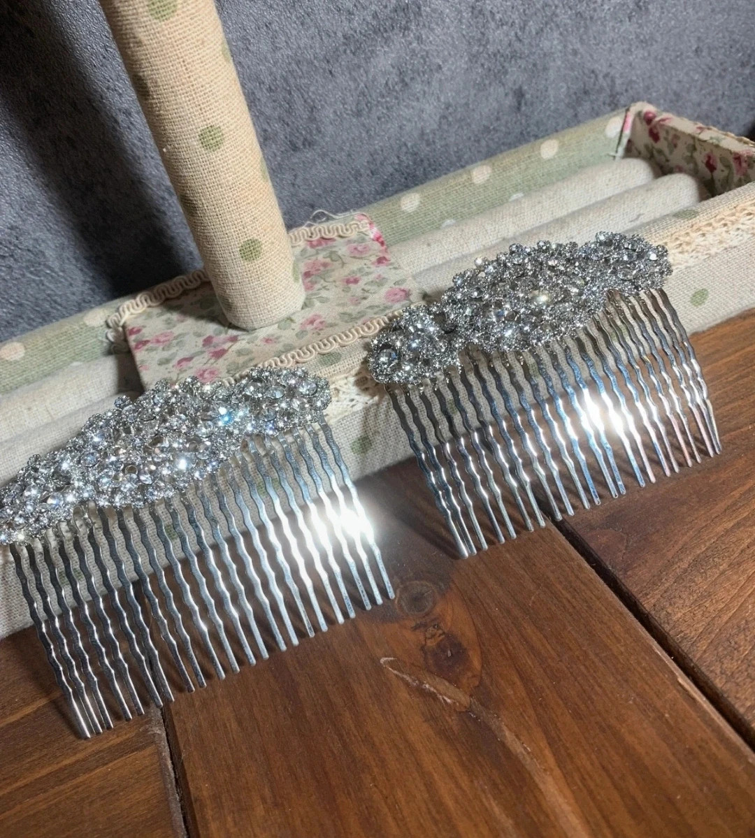 Par de Peinetas Plateadas | Pair of Silver Hair Combs | Paire de Peignes Argentés 3
