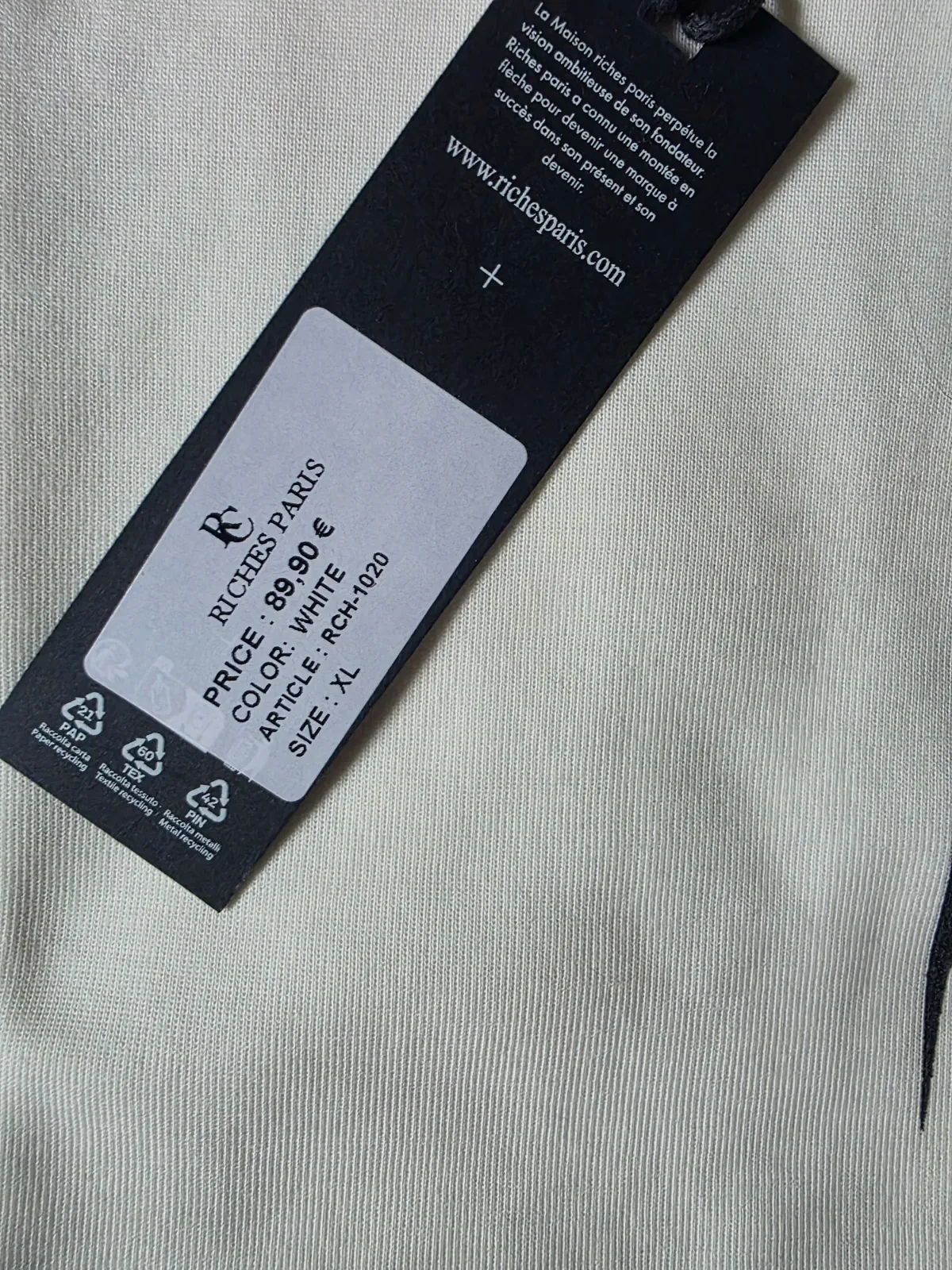 T-shirt blanc Riches Paris taille XL – Riches Paris – taille XL 2