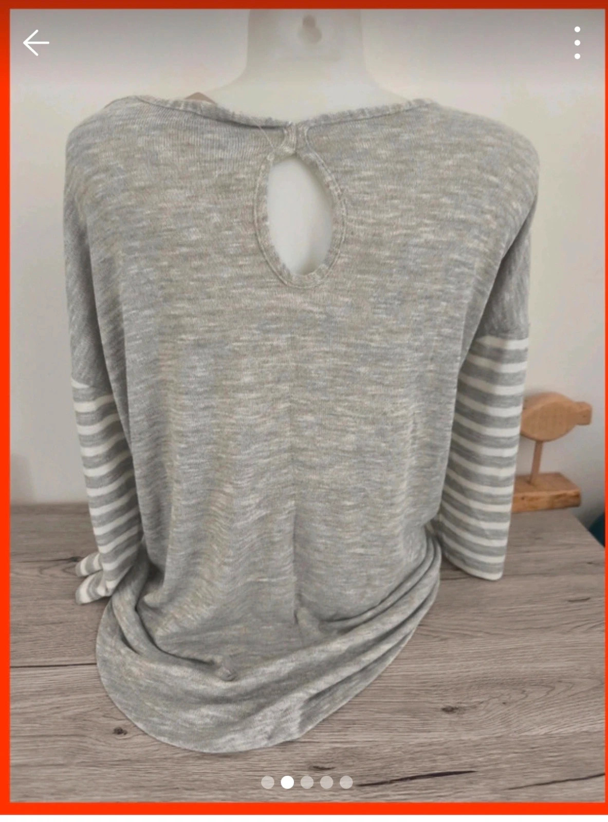 Pull fin rayé gris et blanc – taille 42 – TU – taille XL / 42 / 14 2