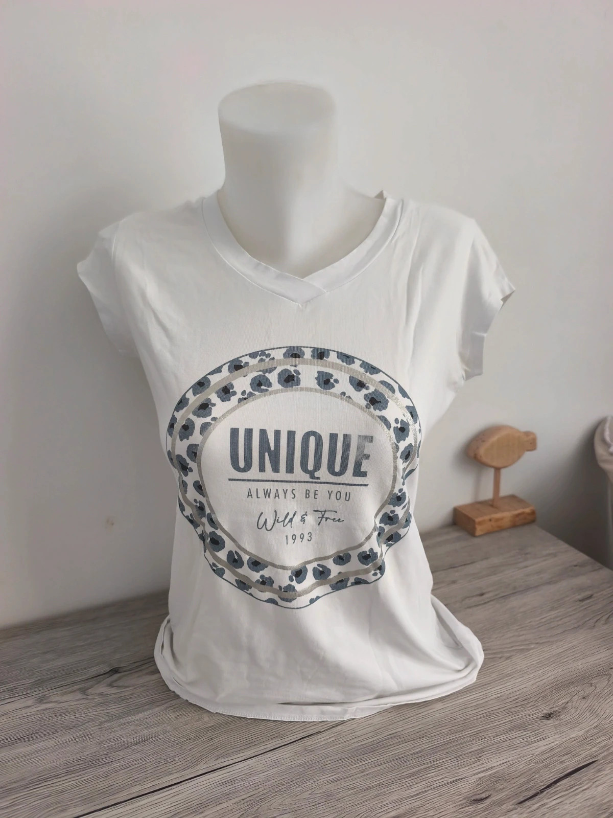 T-shirt femme blanc G. Ricceri – imprimé léopard. No342 – G.RICCERI – taille M / 38 / 10