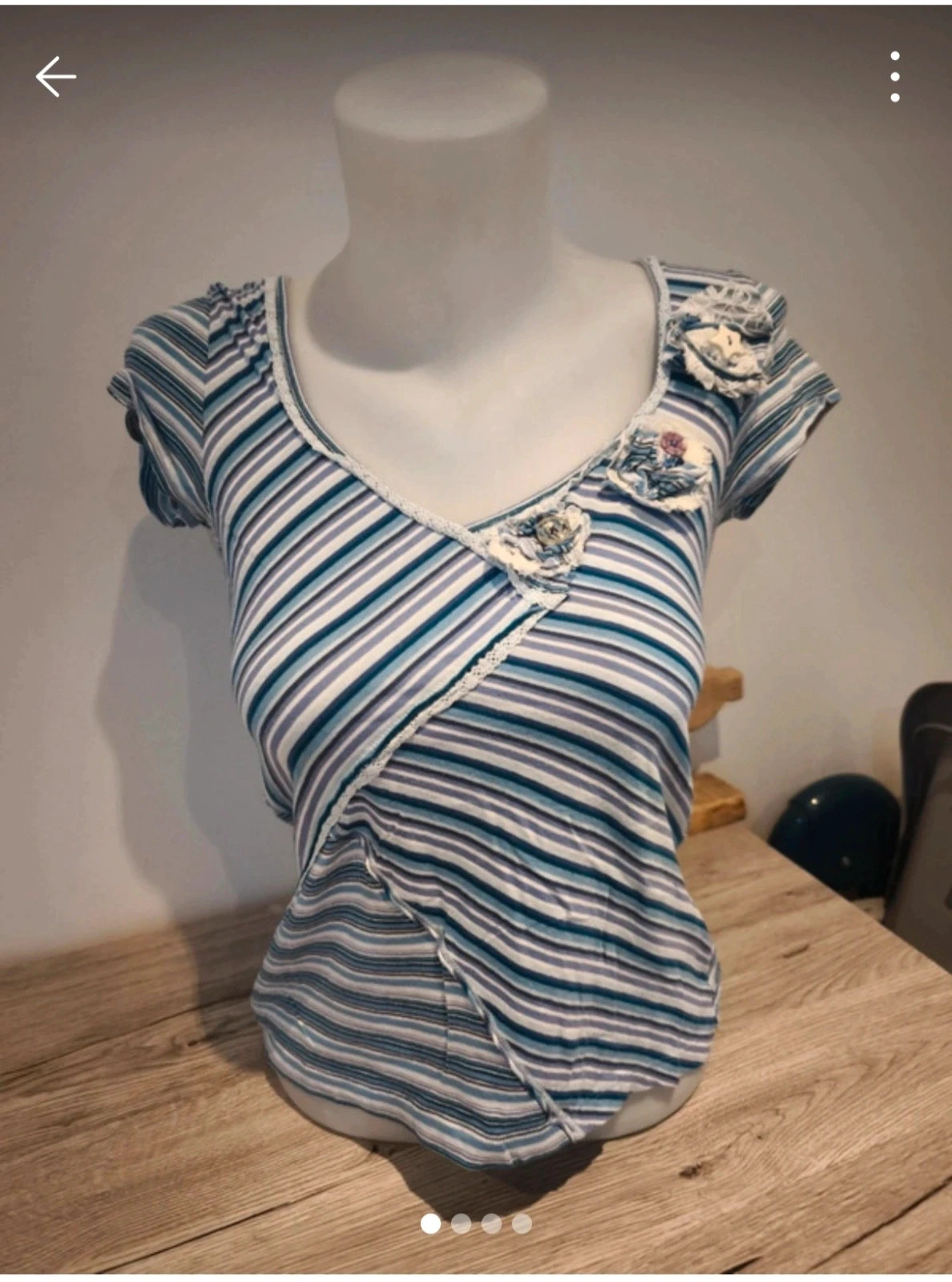 T-shirt rayé bleu et blanc Per Una – Taille 38