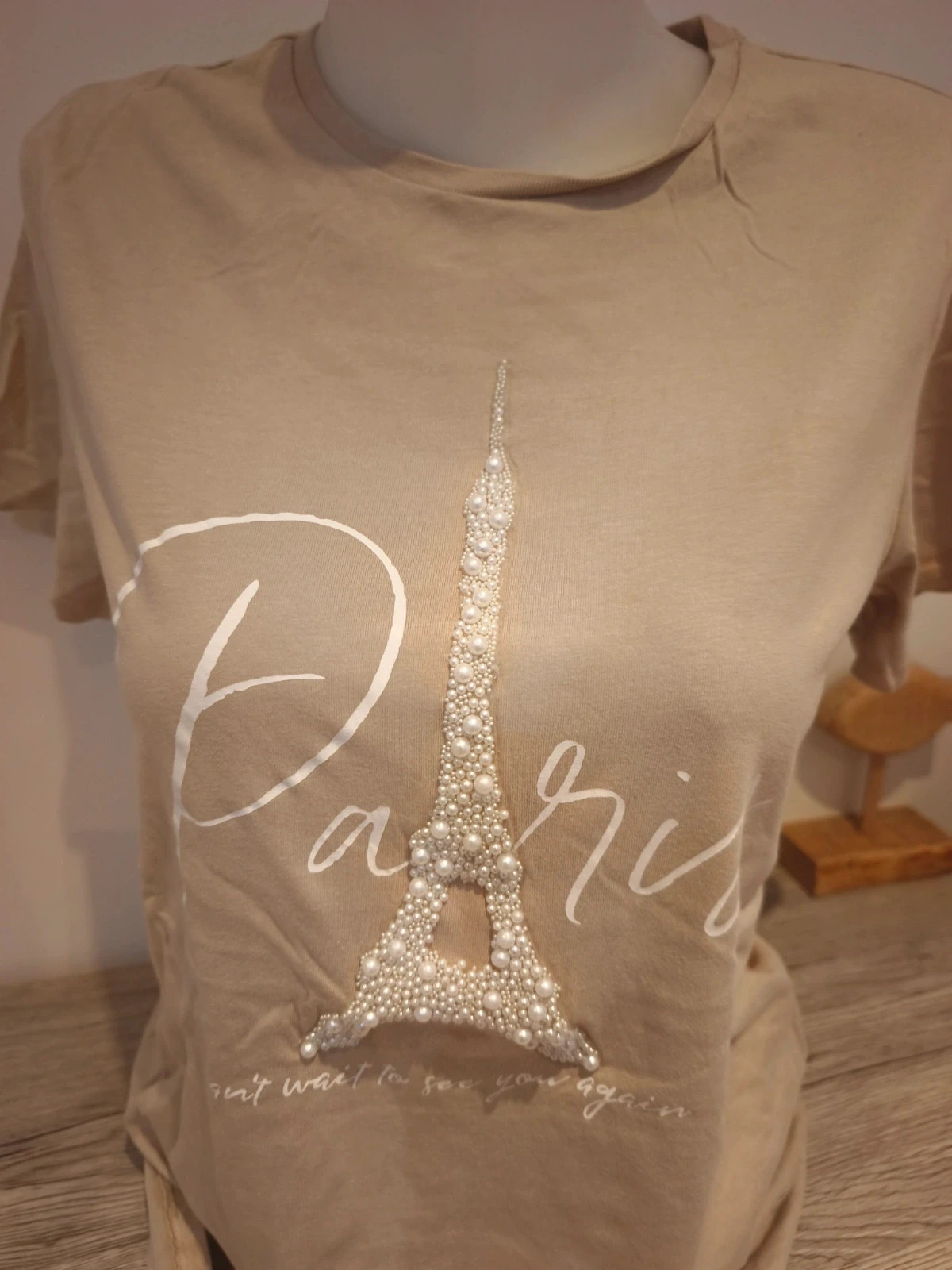 T-shirt beige « Paris » perles Amisu Taille S – Amisu – taille S / 36 / 8 2