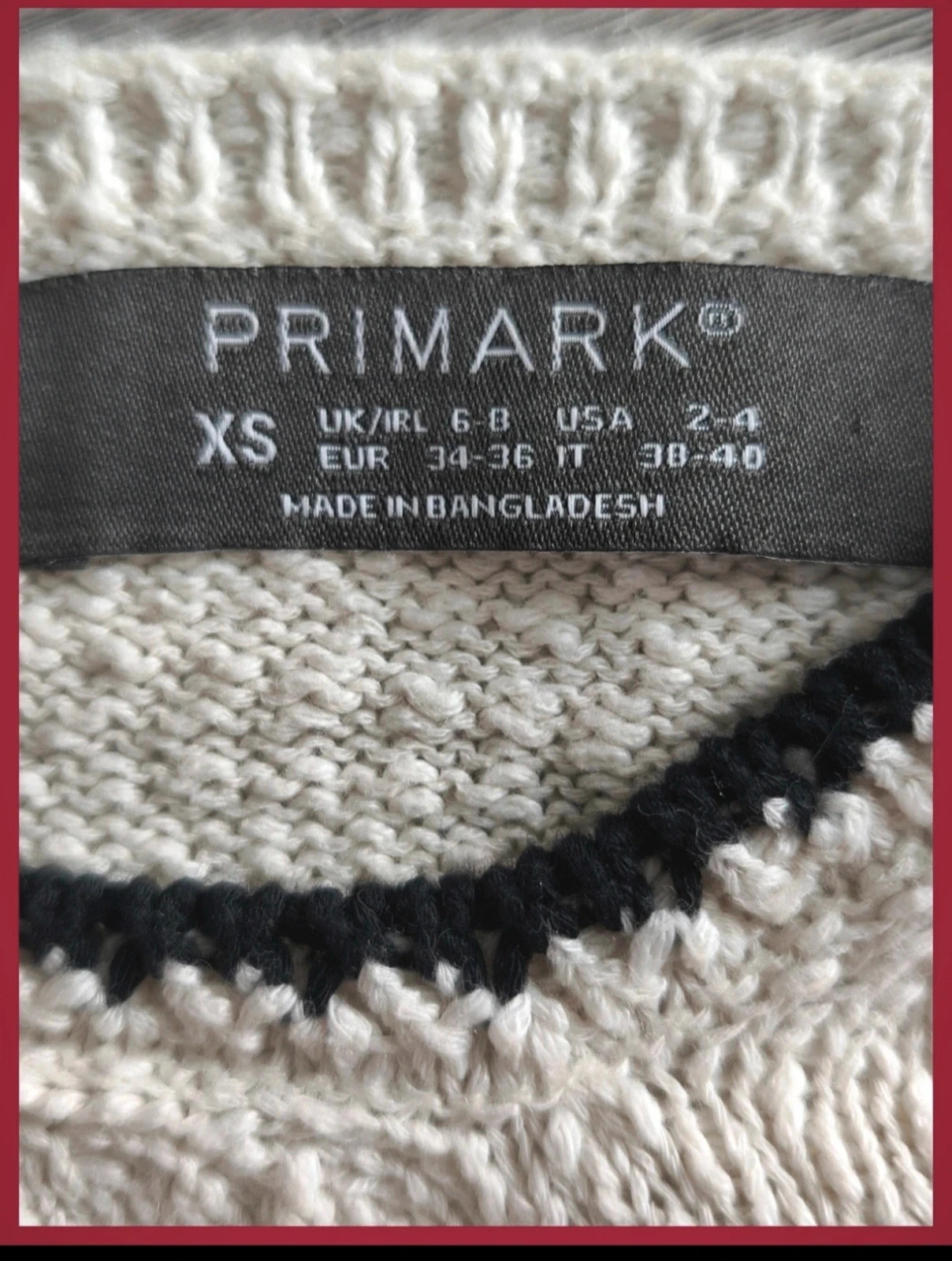 Débardeur tricoté noir et écru Primark – Taille XS – Primark – taille XS / 34 / 6 2