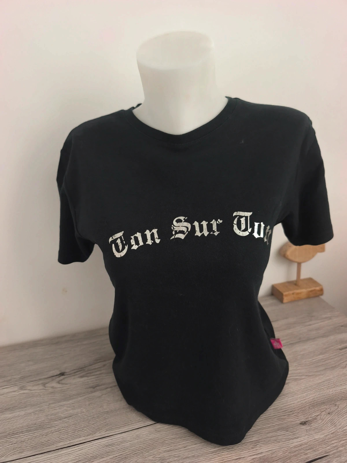 T-shirt femme noir – taille XL – ton sur ton – taille XL / 42 / 14