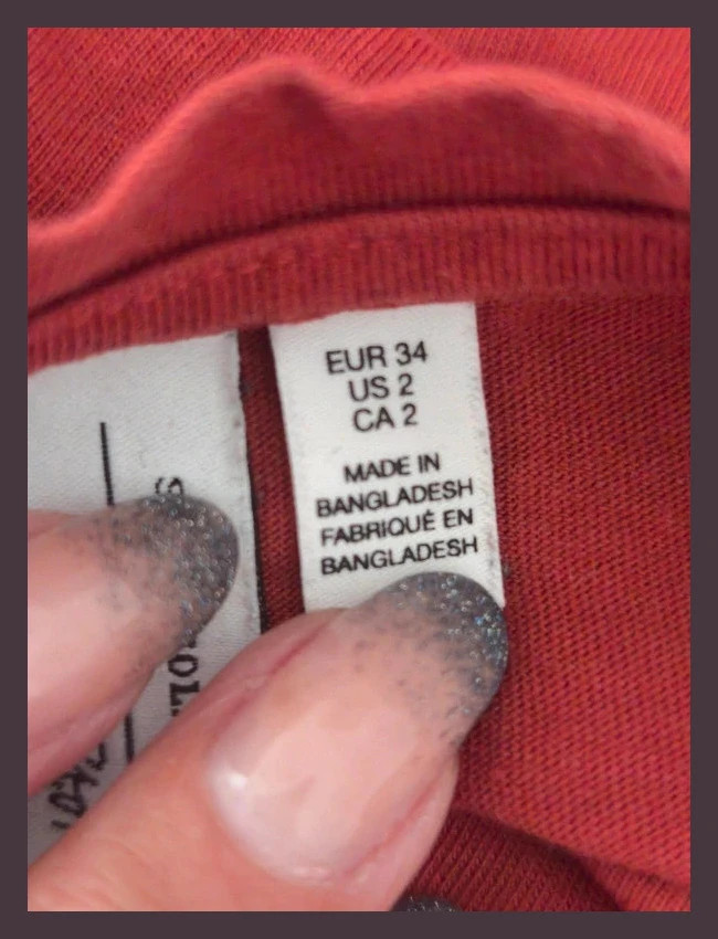 t shirt couleur rouille taille 34. No191 – Care Label – taille XS / 34 / 6 2
