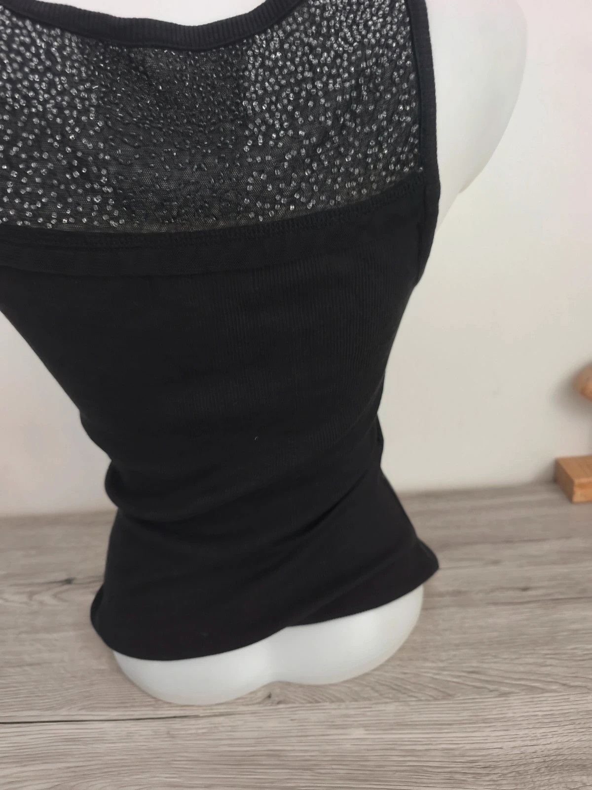 Débardeur noir à empiècement pailleté – taille 12 / M – Jasper Conran – taille M / 38 / 10 2