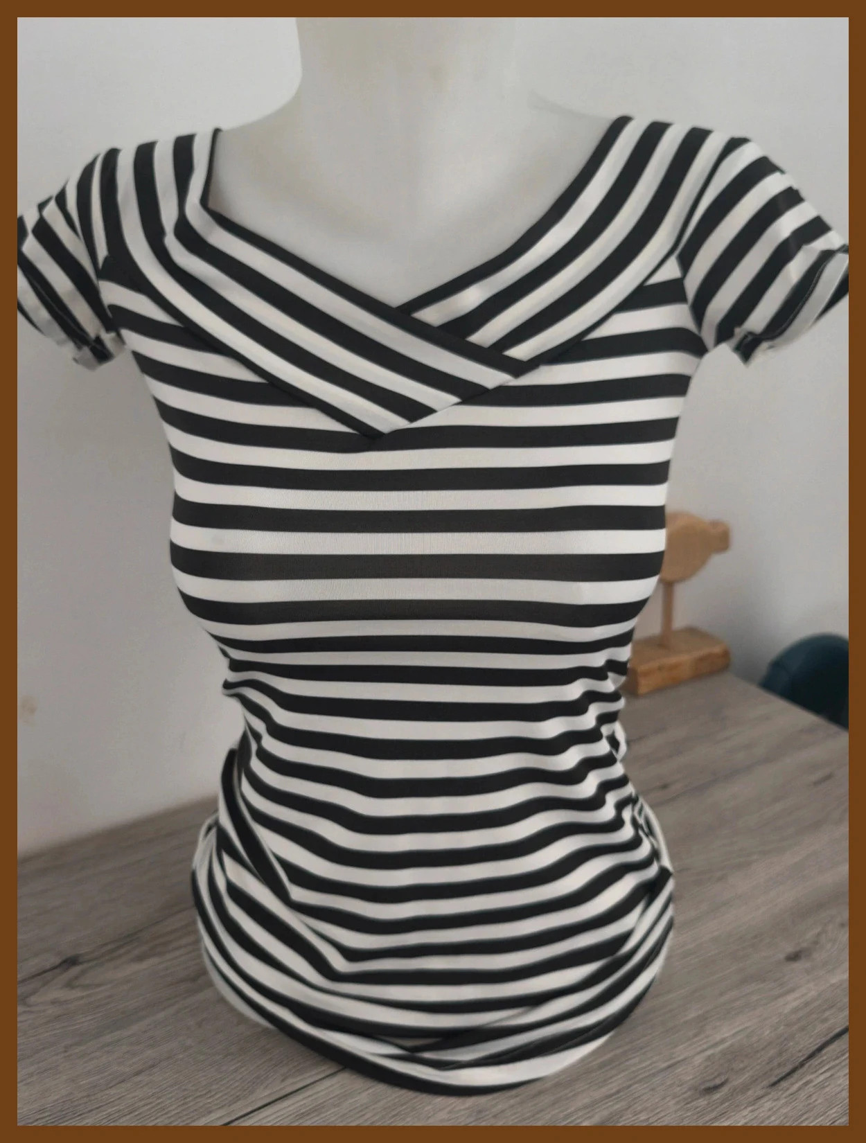 Top rayé noir et blanc cache-cœur – Shein – Taille 36 – Shein – taille S / 36 / 8