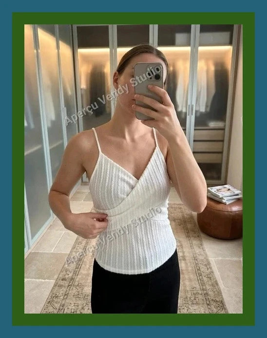 Top blanc croisé texturé bretelles fines Taille38.No169 – Shein – taille M / 38 / 10