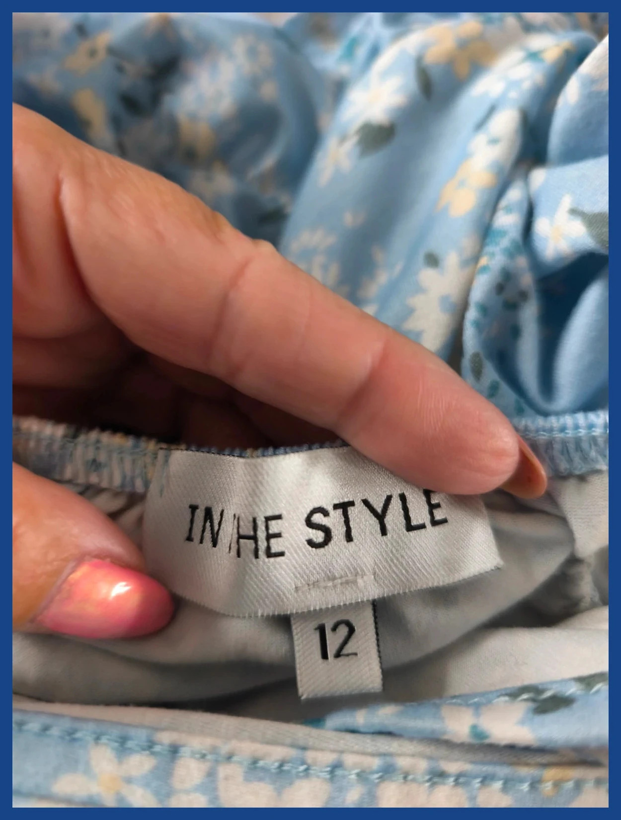 Blouse bleue fleurie manches bouffantes – Taille 40 (UK 12) – In The Style – taille L / 40 / 12 2