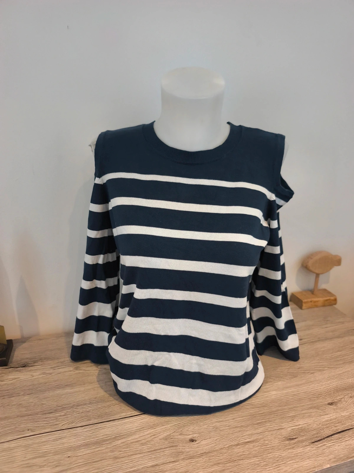 Pull rayé bleu marine et écru – F&F – taille 42 – Soon – taille XL / 42 / 14