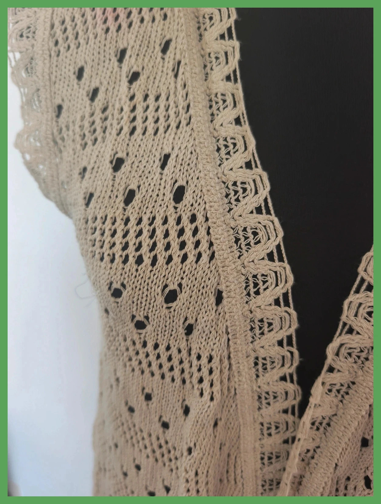 Gilet crochet beige à franges – Taille L – Style bohème – Store Twenty One – taille L / 40 / 12 2