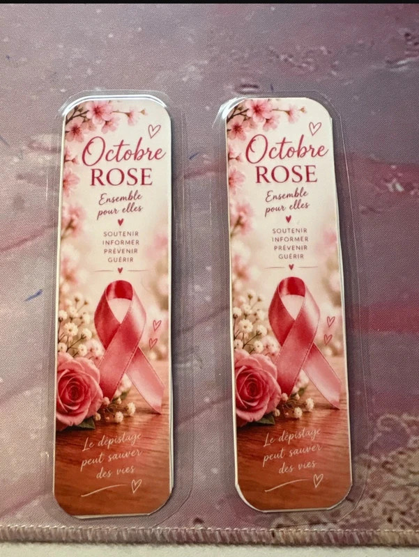 Lots de 2 marque page octobre rose plastifié