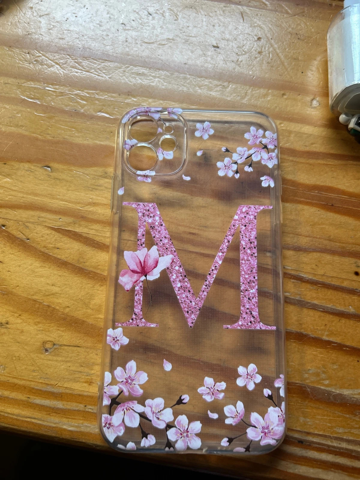 Coque iPhone 11 initial M fleur de cerisiers 2