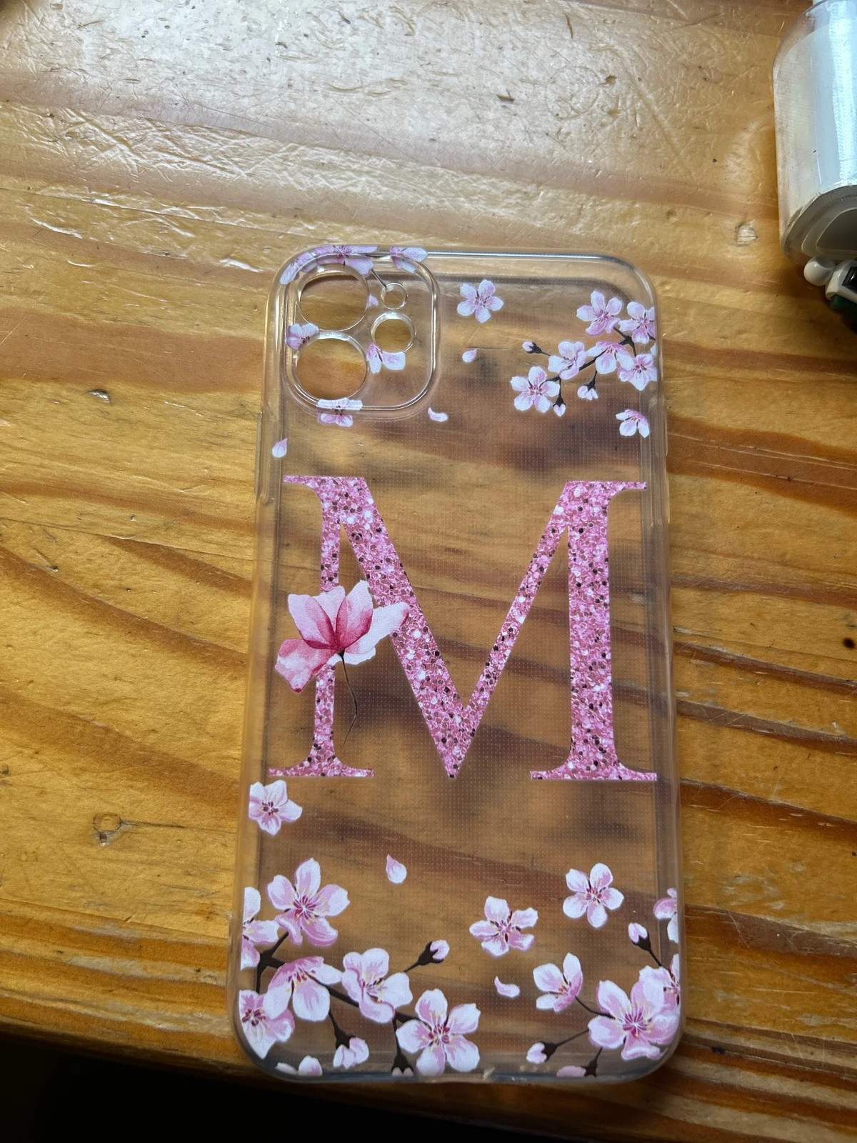Coque iPhone 11 initial M fleur de cerisiers