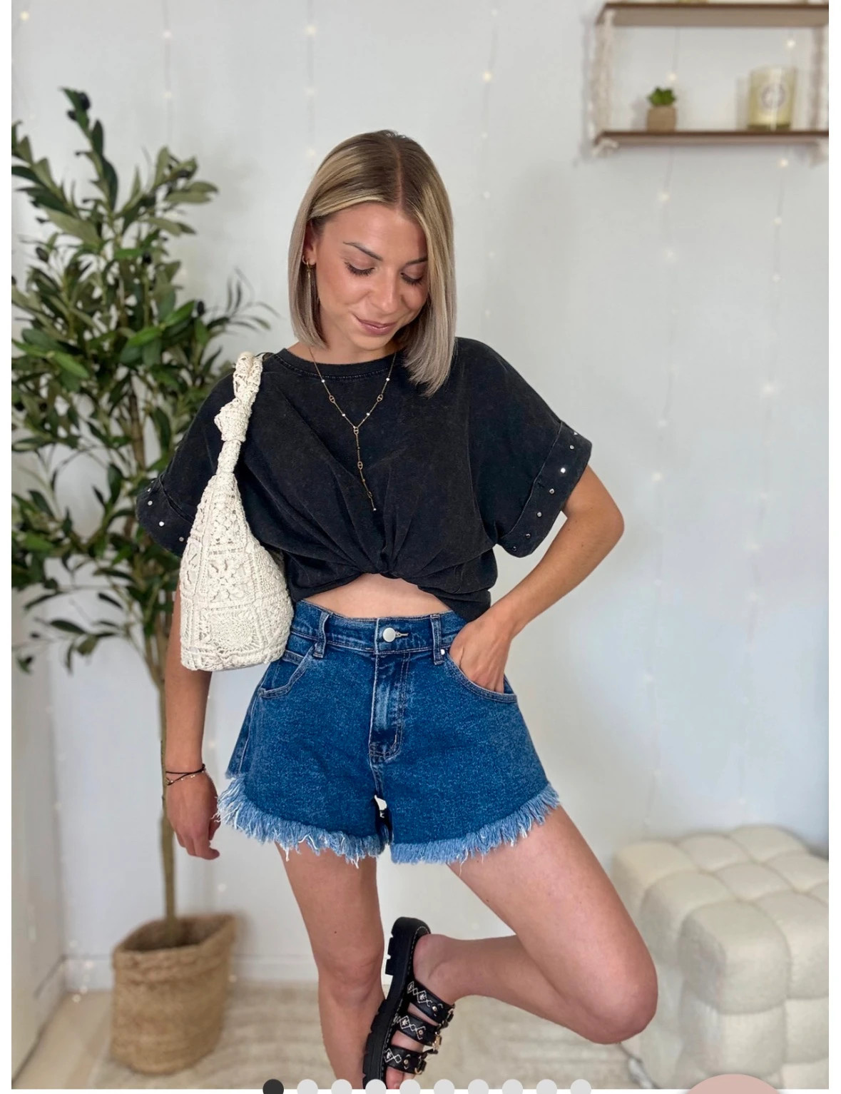 Short bleu été moderne neuf taille M