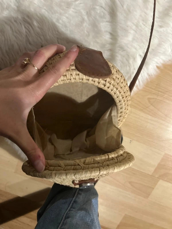 Sac de plage en bandoulière fais main en paille neuf 5