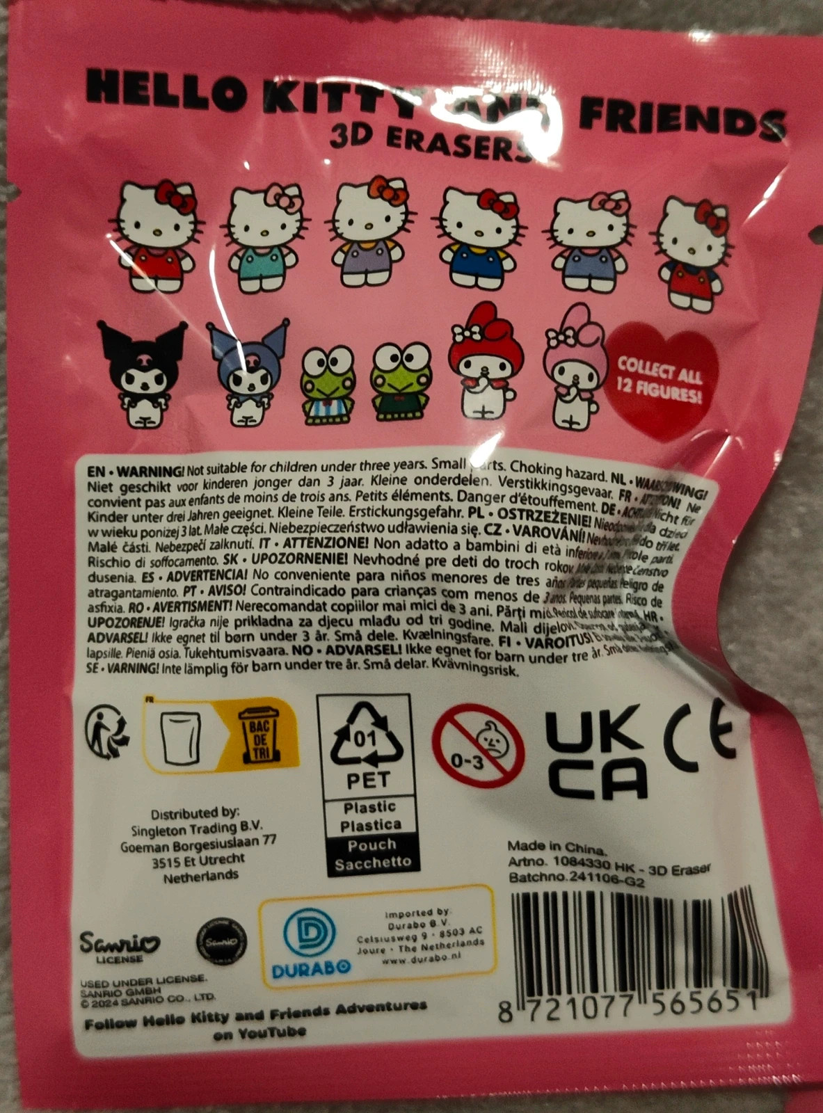 Lot de 5 Figurines en Gommes 3D Hello Kitty et ses amis – Personnages (Sachet surprise) – Hello Kitty – taille 3 ans / 98 cm 4