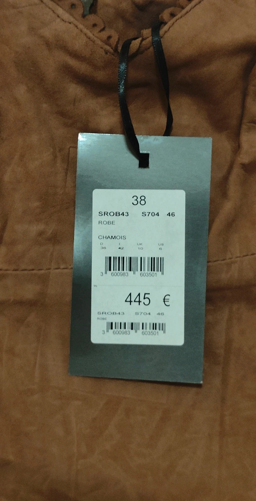 Robe ZAPA camel en cuir chèvre velours 92 cm Taille 38 Fr / It 46 – ZAPA – taille S / 36 / 8 3