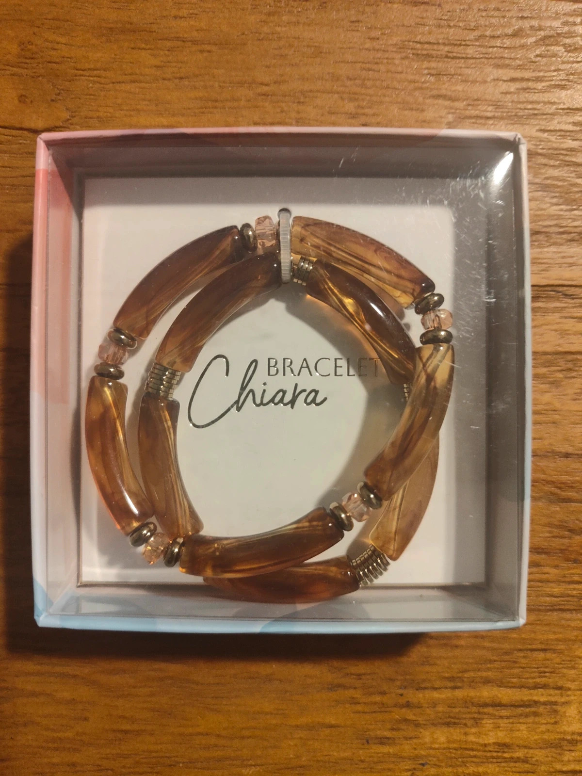Lot de 2 bracelets résine Chiara marron