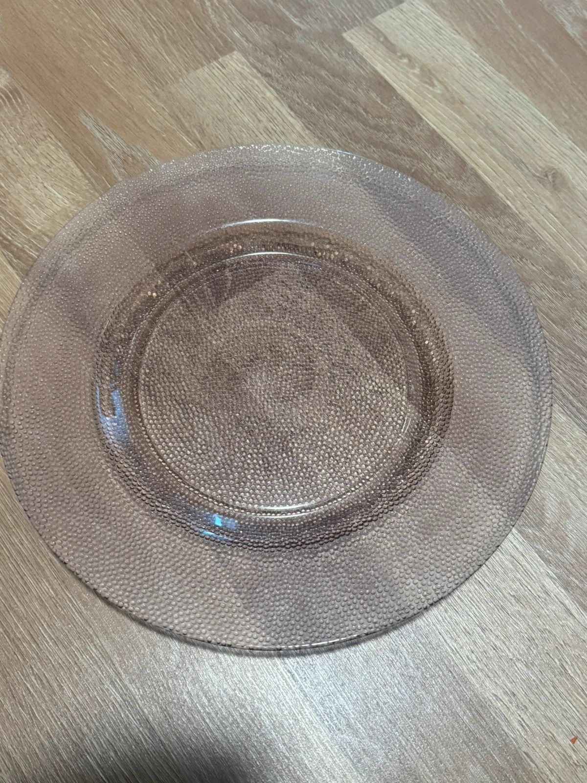 Rosafarbener Glasteller / Dekoteller aus Glas