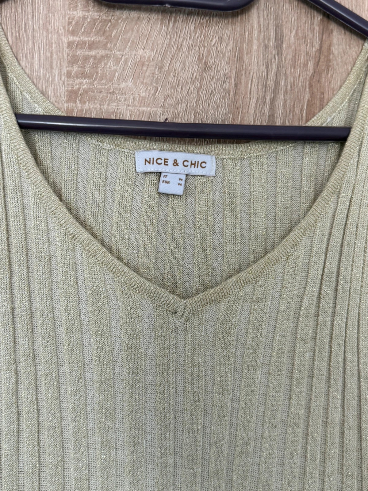 Nice & Chic goldfarbenes Glitzer Stricktop – Nice & Chic – taille M / 38 / 10 2