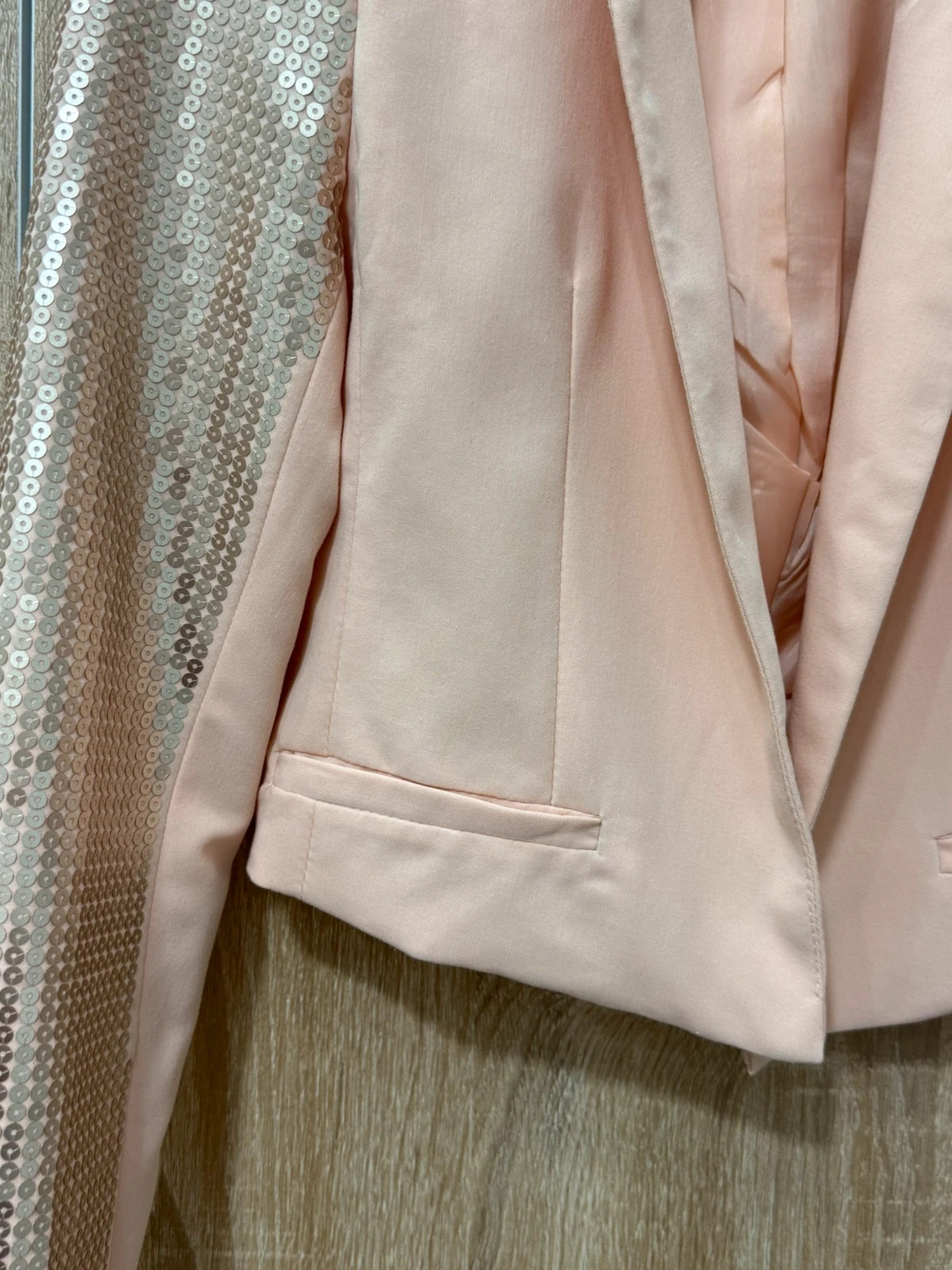 Blazer rosa mit Paillettenärmeln – Amisu – taille XS / 34 / 6 2