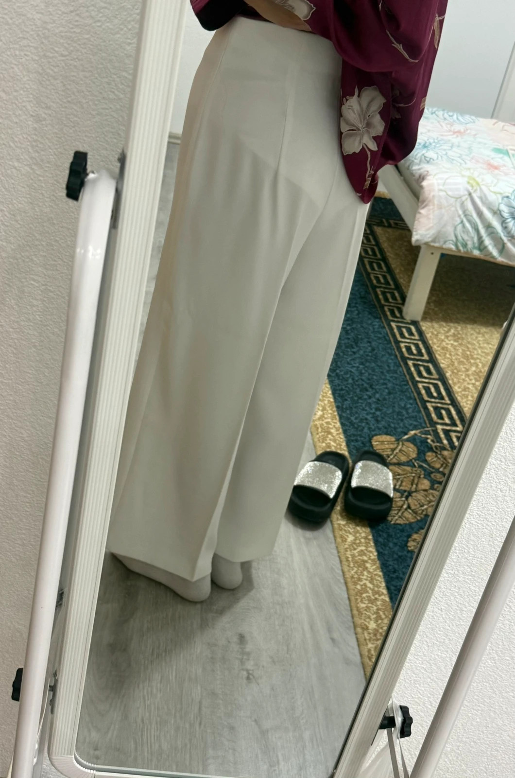 weiße Wide Leg Stoffhose High Waist – Zara – taille S / 36 / 8 3