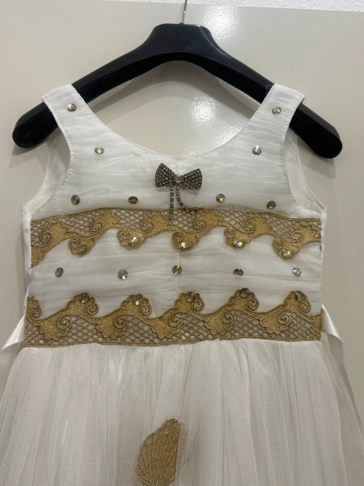 Weiß-goldenes Abendkleid Ballkleid – taille S / 36 / 8 2