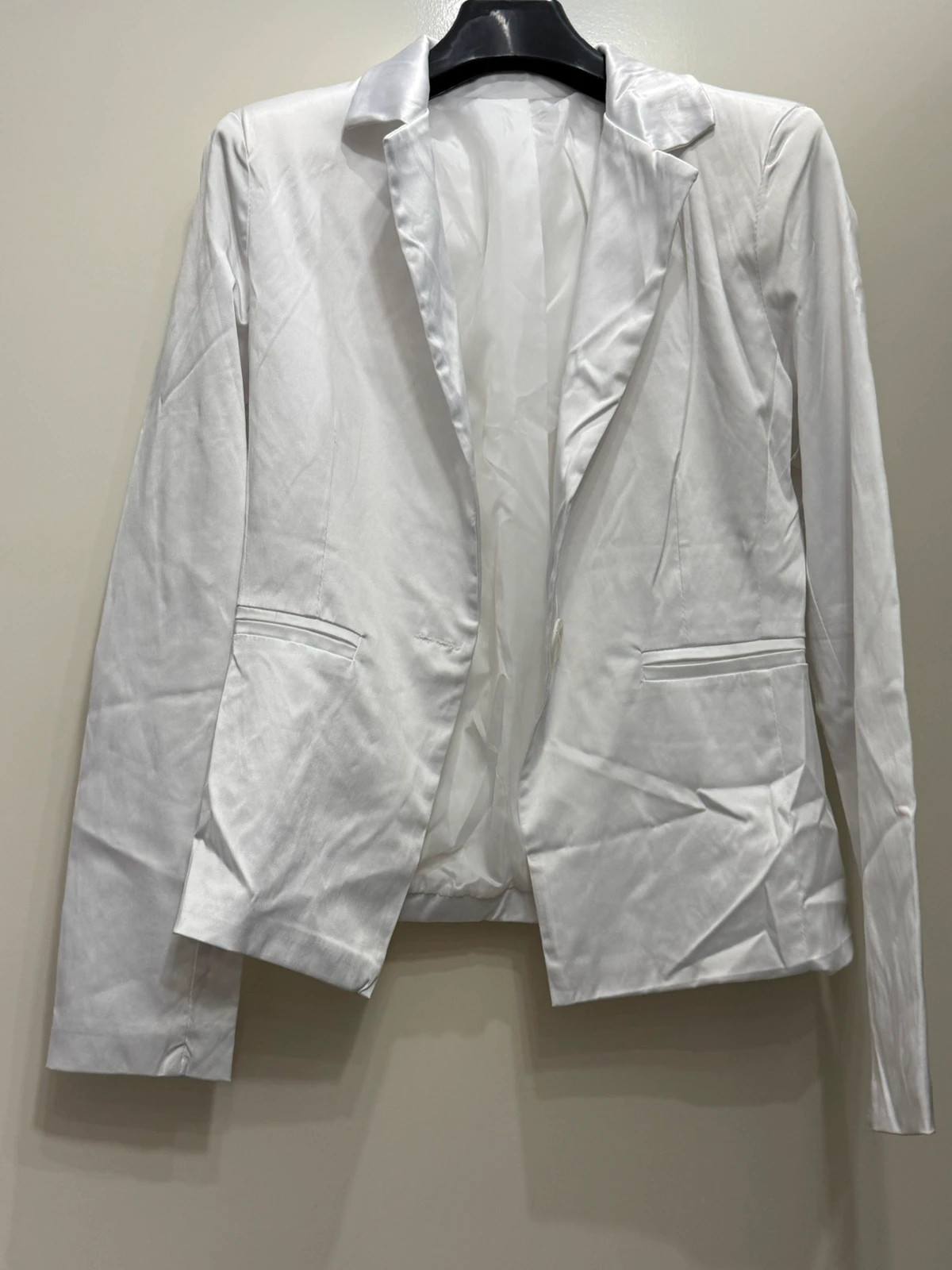 Weißer Satin Blazer – Stoff – taille L / 40 / 12