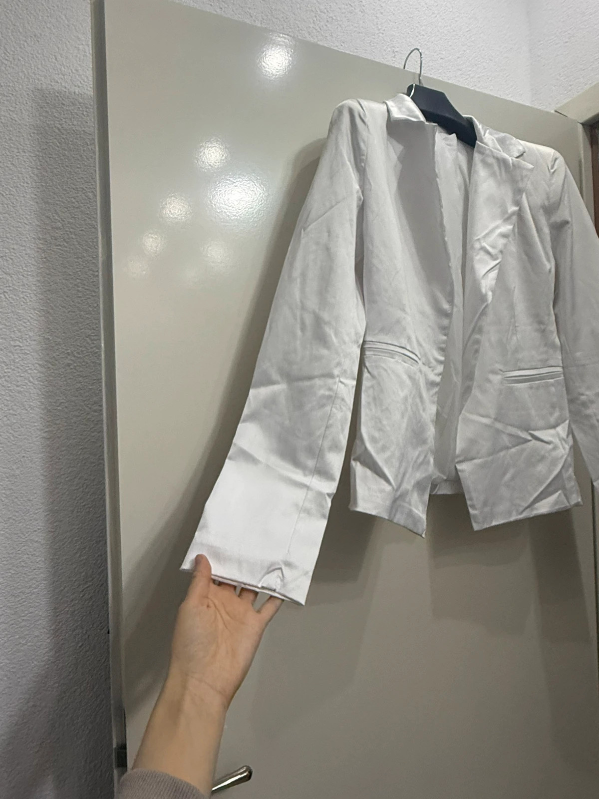 Weißer Satin Blazer – Stoff – taille L / 40 / 12 3