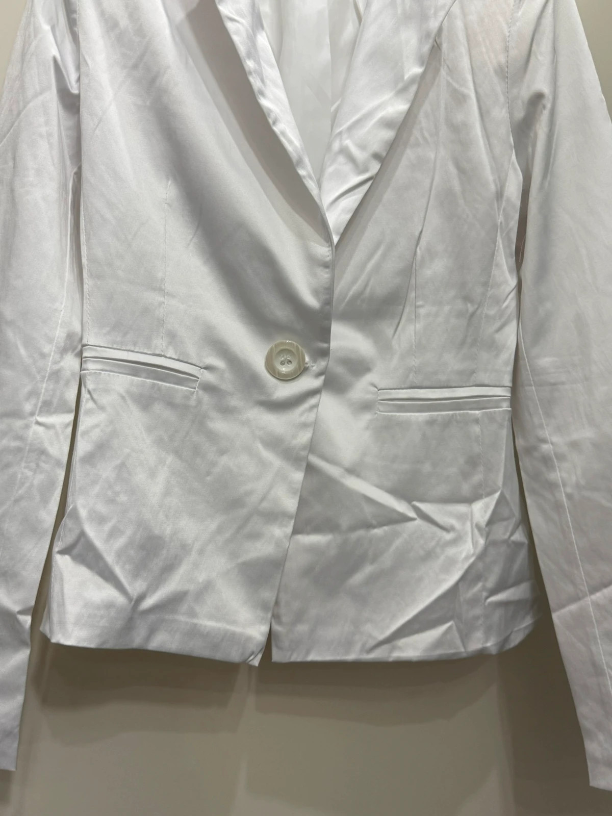 Weißer Satin Blazer – Stoff – taille L / 40 / 12 5