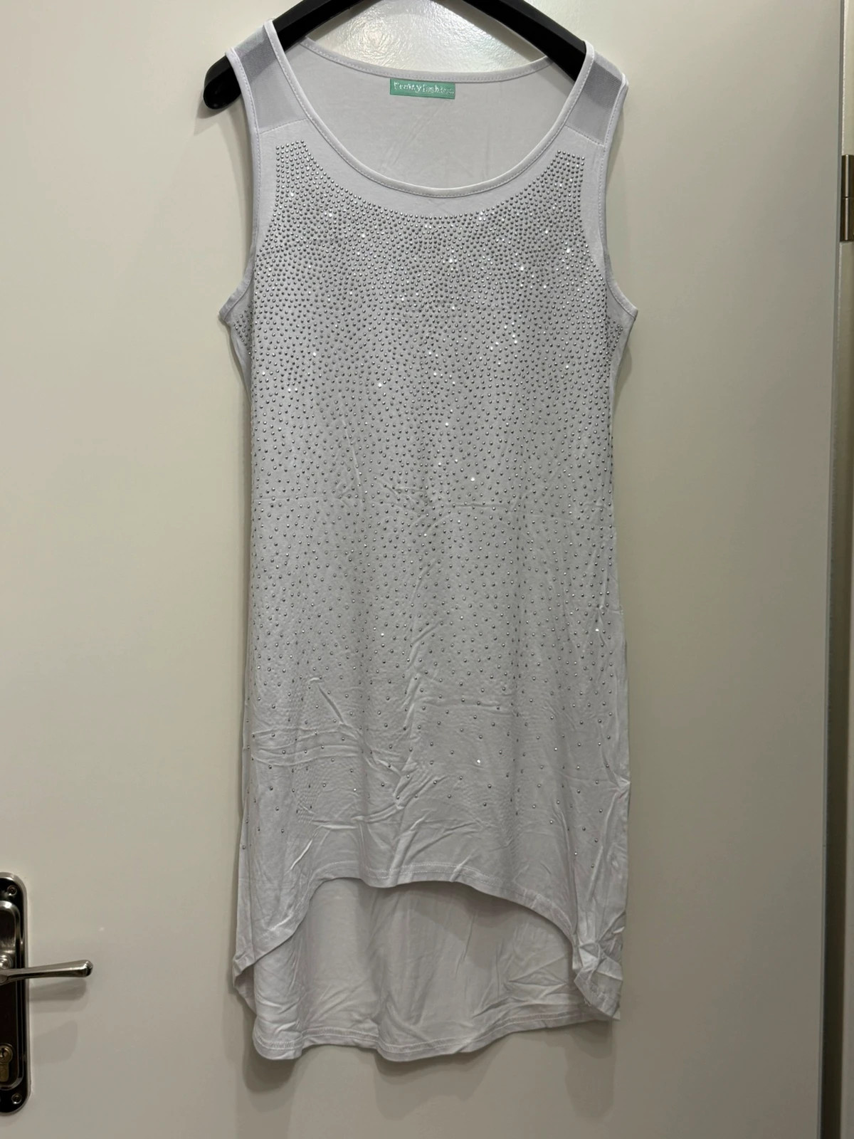 Weißes Strass Longtop – taille XL / 42 / 14