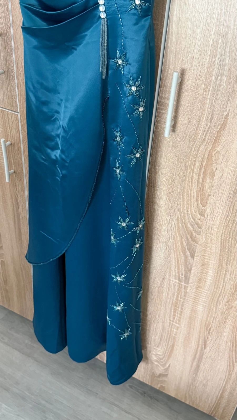 Elegantes petrolfarbenes Abendkleid mit Bolero – Nameless – taille M / 38 / 10 4