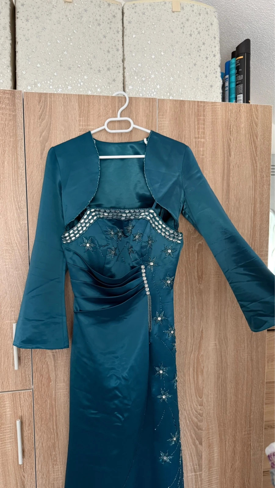 Elegantes petrolfarbenes Abendkleid mit Bolero – Nameless – taille M / 38 / 10 5