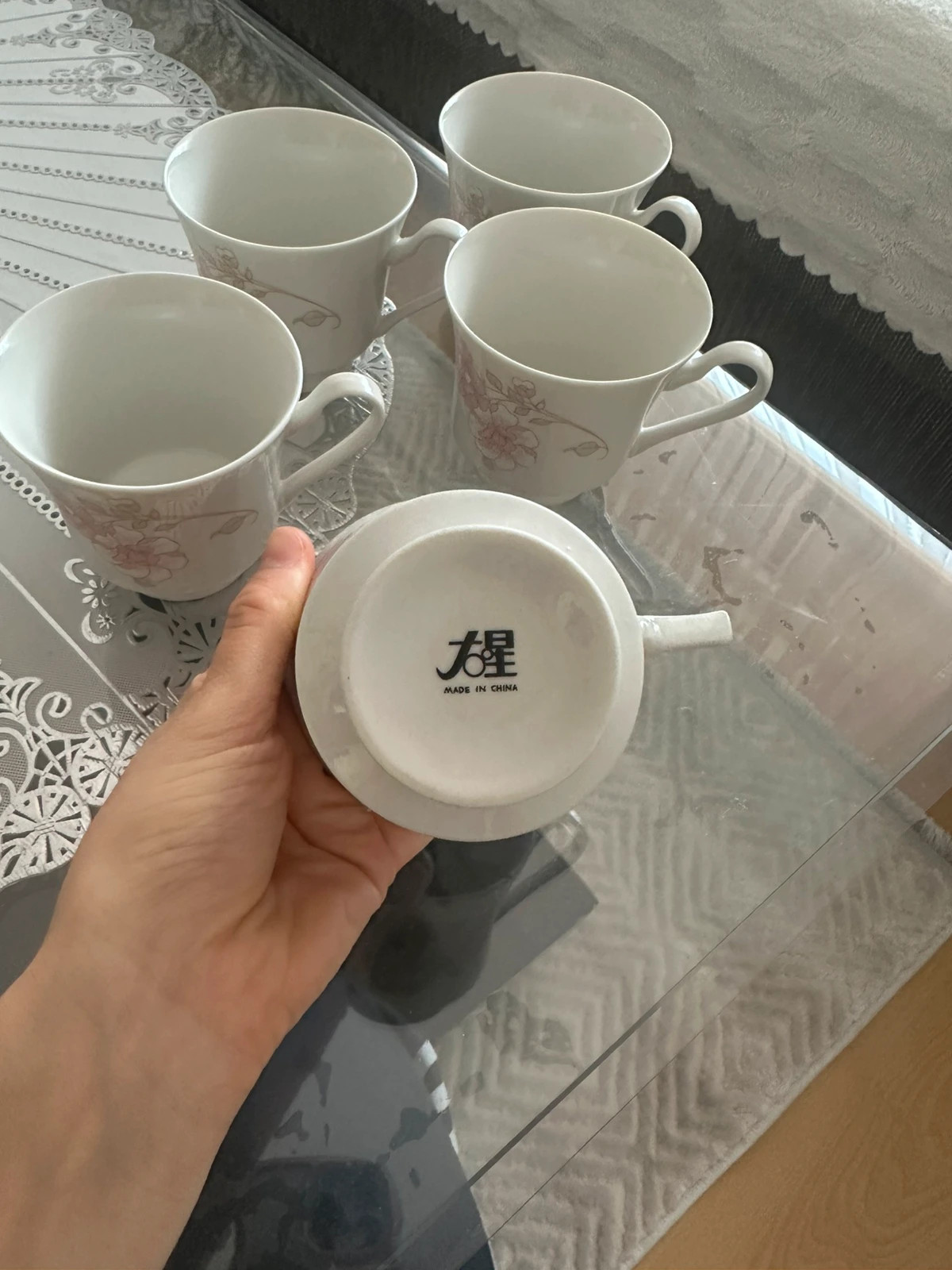 5 Kaffeetassen mit 5 Untertassen – Chine 4