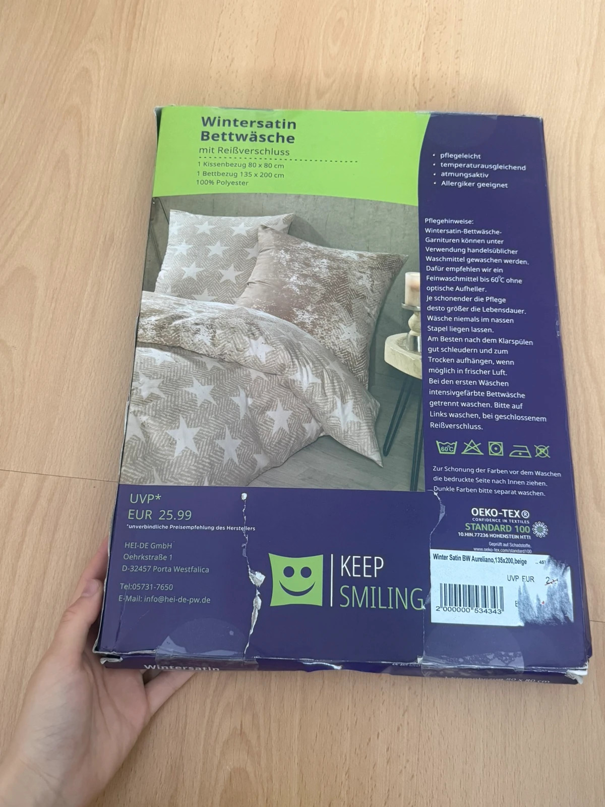 Neue Wintersatin Bettwäsche – keep smiling – taille Simple (135-150 cm x 200-220 cm) 2