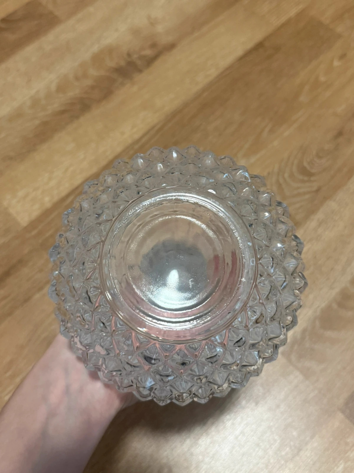 Vintage Glasvase mit Diamantmuster 2