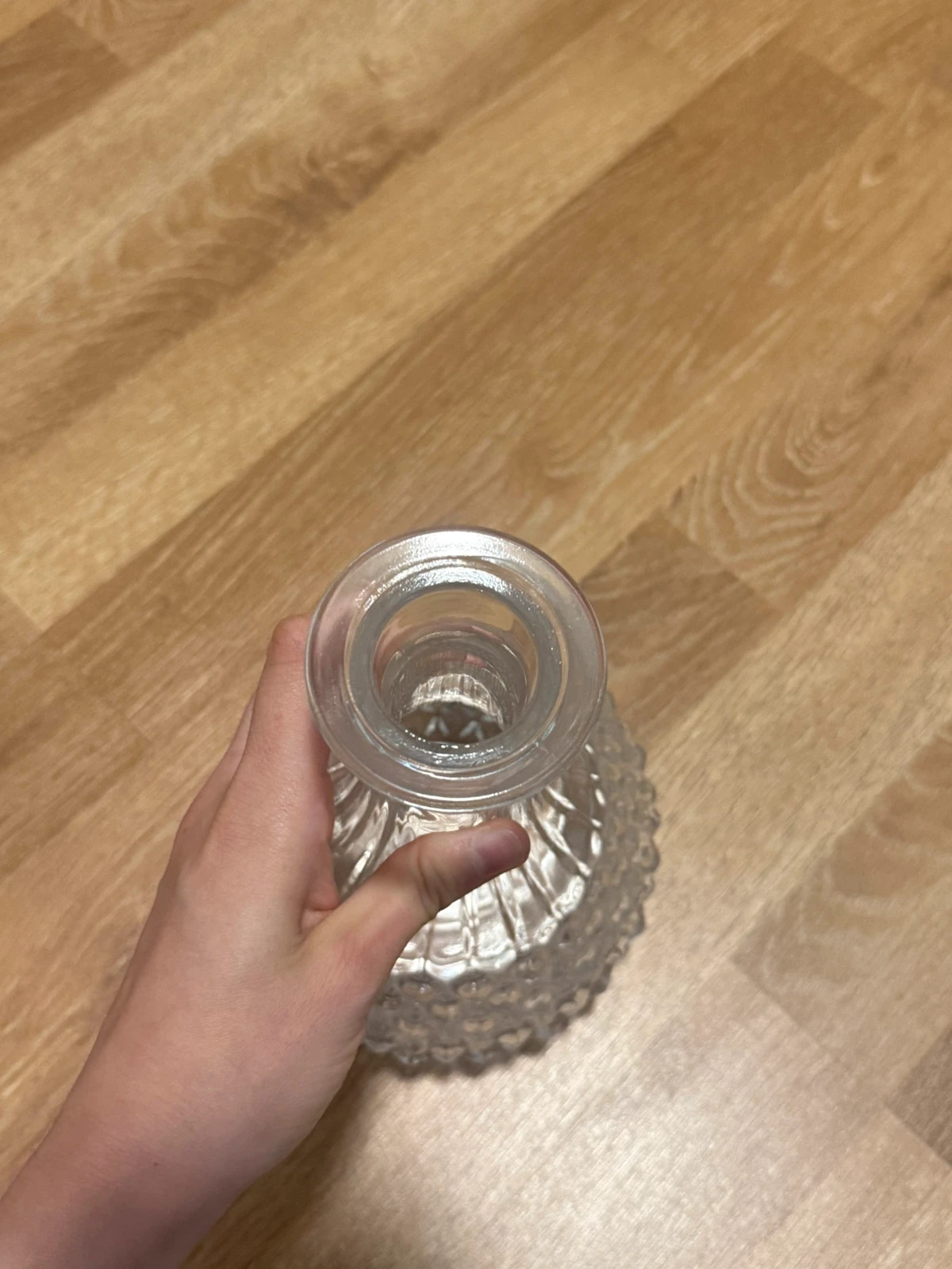 Vintage Glasvase mit Diamantmuster 3