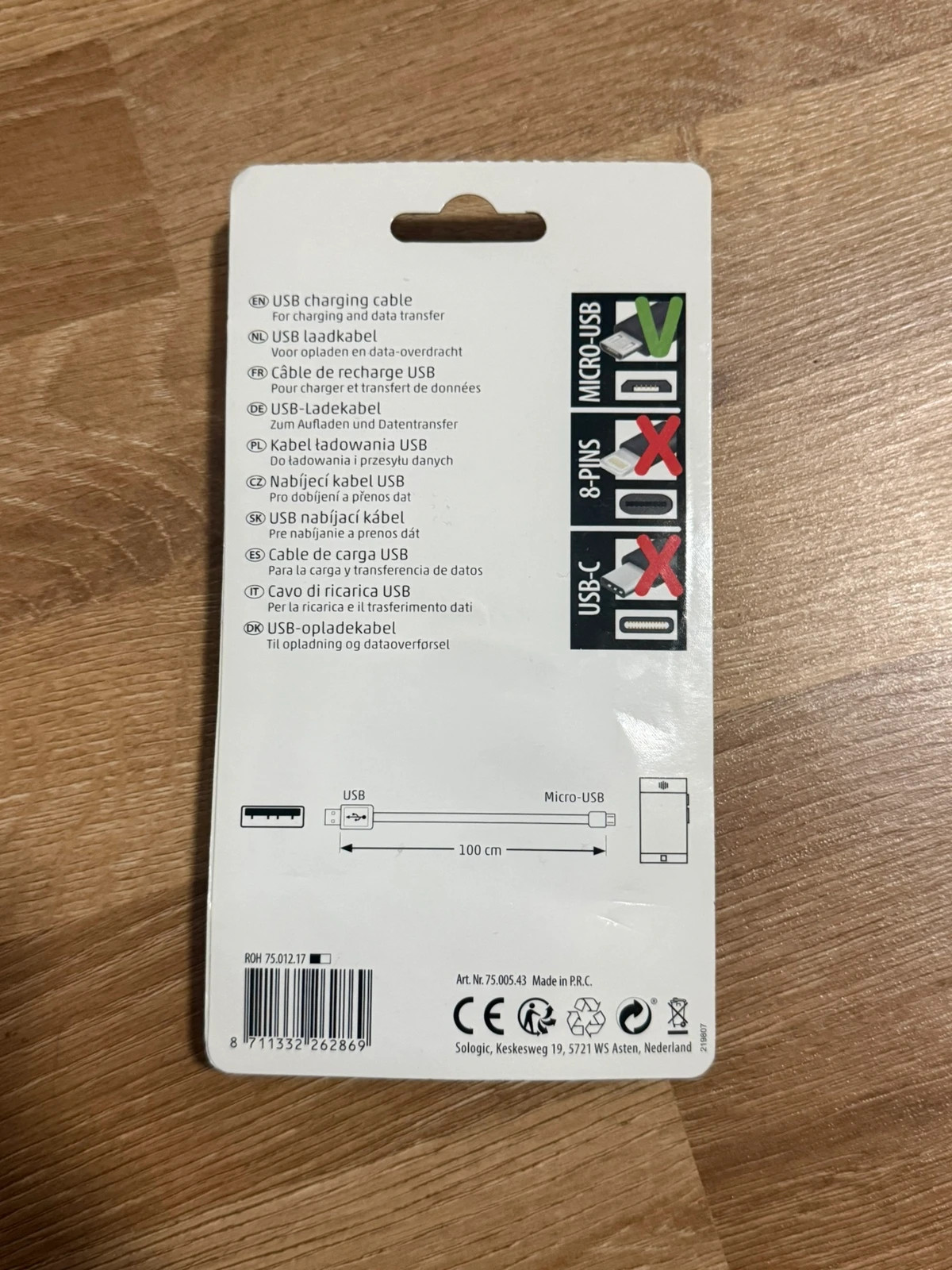 USB Ladekabel Micro-USB 1m – Sologic 2