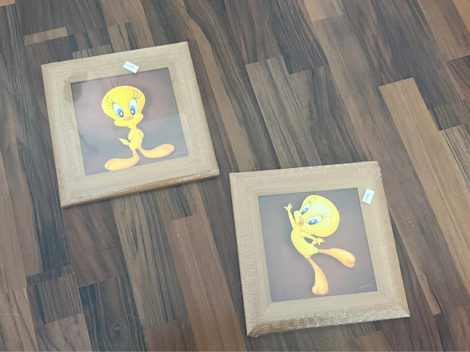 2x Tweety Wandbilder mit Holzrahmen